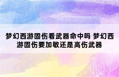 梦幻西游固伤看武器命中吗 梦幻西游固伤要加敏还是高伤武器